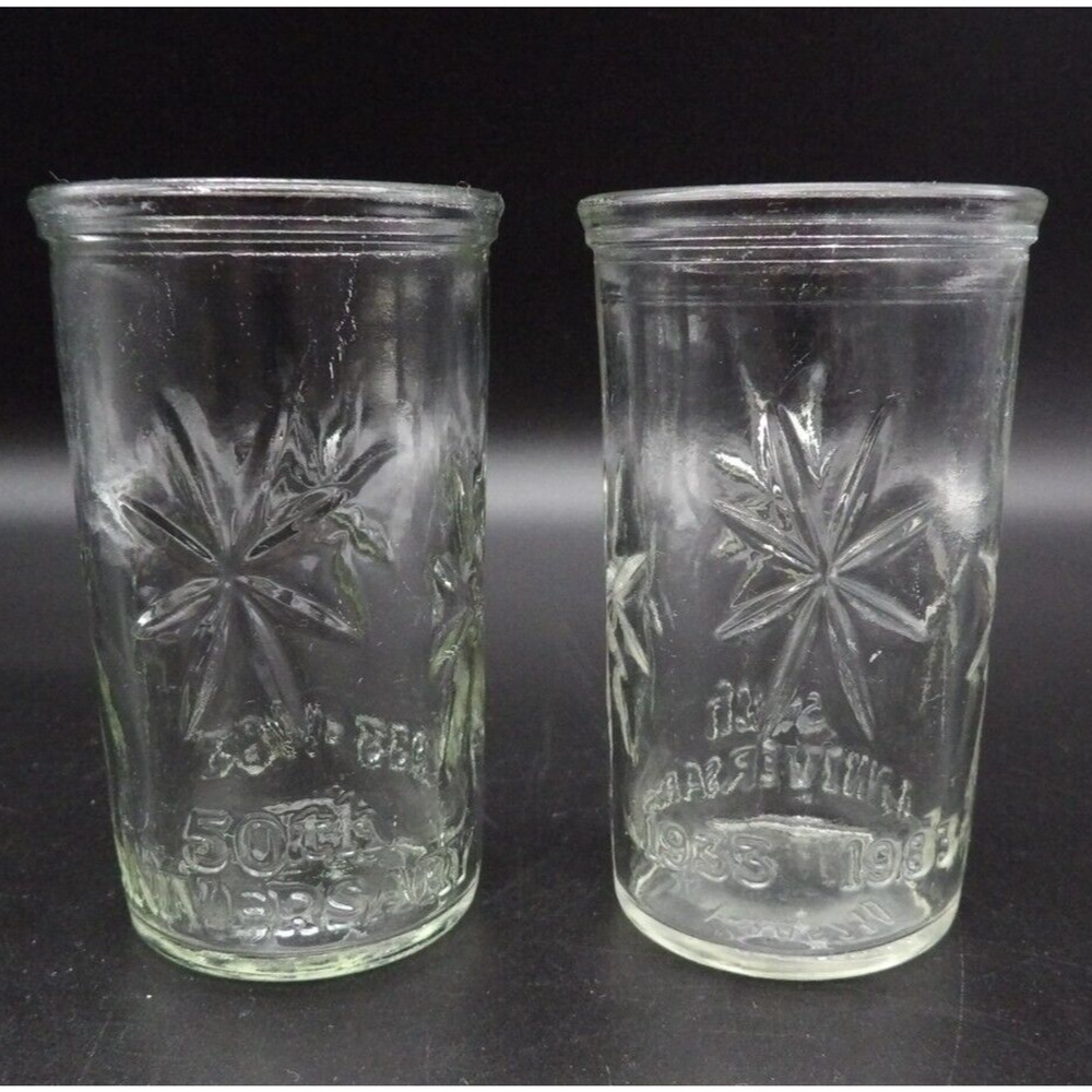 Anchor Hocking Star Design Jelly Jar Tumbler Clear Glass Set of 2 Discontinued